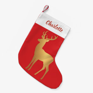 Petite Chaussette De Noël Élégant renne d'or rouge joyeux motif de noël