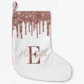 Petite Chaussette De Noël Élégant Rose Monogram Parties scintillant Or (Devant)