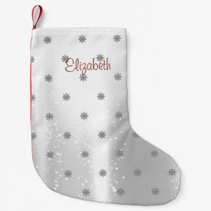 Petite Chaussette De Noël Élégant Snowflakes brillant personnalisé
