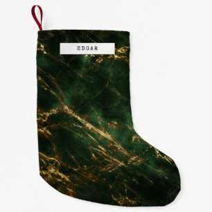 Petite Chaussette De Noël Élégant vert et or