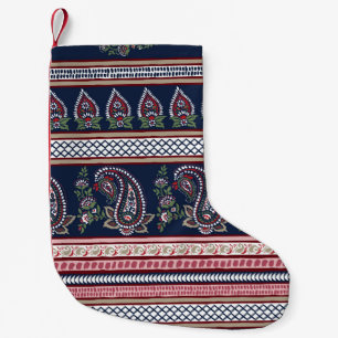 Petite Chaussette De Noël Elégante Marine Paisley : Conception des frontière