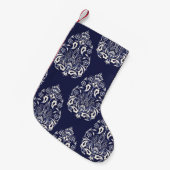 Petite Chaussette De Noël élément motif transparent damassé bleu (Devant (Accrochage))
