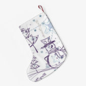Petite Chaussette De Noël Éléments de Noël Croquis de bonhomme de neige d'hi (Dos (Accrochage))