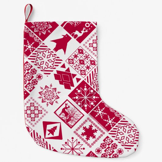 Petite Chaussette De Noël Eléments de Noël sans couture flocon géométrique (Devant)