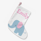 Petite Chaussette De Noël Éléphant de bébé rose et bleu (Devant (Accrochage))