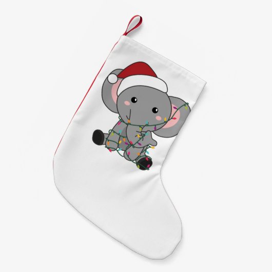 Petite Chaussette De Noël Eléphant Noël Neige Hiver Animaux Eléphants (Devant (Accrochage))