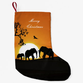 Petite Chaussette De Noël Eléphants au coucher du soleil