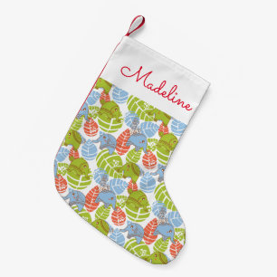 Petite Chaussette De Noël Eléphants colorés de la jungle  Ajouter votre no