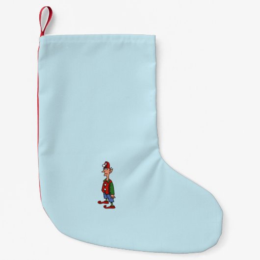 Petite Chaussette De Noël Elf At Attention bleu Noël bas petit (Devant)