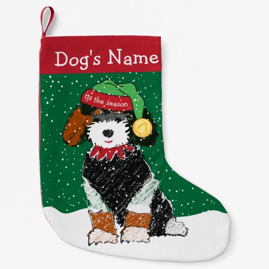 Petite Chaussette De Noël Elf Bernedoodle de Noël personnalisé (Devant)