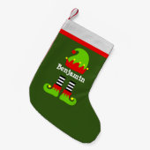 Petite Chaussette De Noël Elf Nom Casquette & Jambes Pieds vert Rouge (Devant (Accrochage))