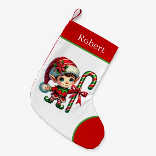 Petite Chaussette De Noël Elfe de fête ajouter un nom (Devant (Accrochage))