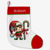 Petite Chaussette De Noël Elfe de fête ajouter un nom (Devant)