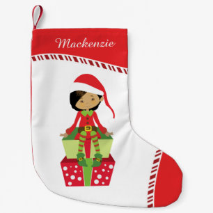 Petite Chaussette De Noël Elfe de fille personnalisée