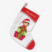 Petite Chaussette De Noël Elfe de fille personnalisée (Devant (Accrochage))