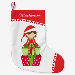 Petite Chaussette De Noël Elfe de fille personnalisée