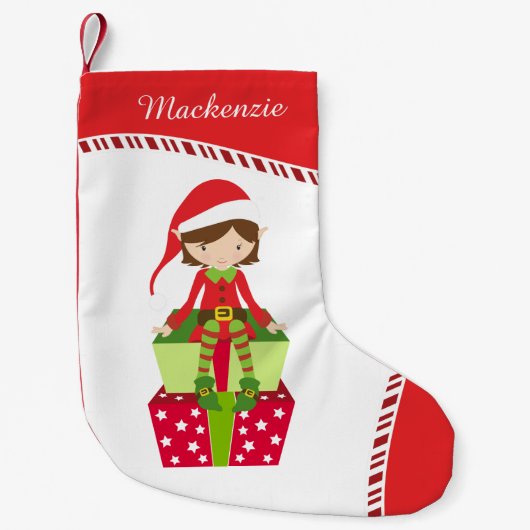 Petite Chaussette De Noël Elfe de fille personnalisée (Devant)
