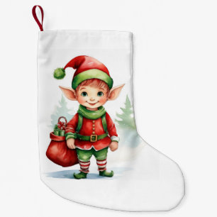 Petite Chaussette De Noël elfe de Noël avec un sac de cadeaux