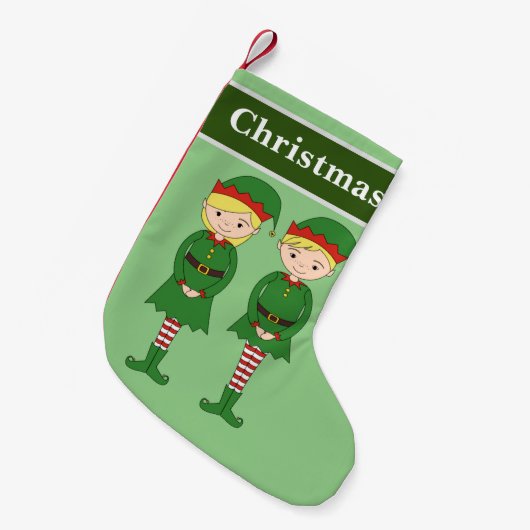 Petite Chaussette De Noël Elfes de Noël Vert (Devant (Accrochage))