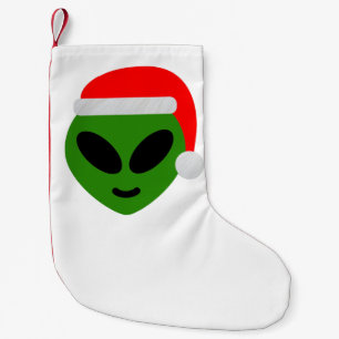 Petite Chaussette De Noël emoji alien père Noël vert