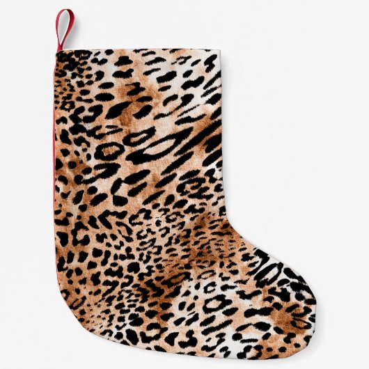 Petite Chaussette De Noël Empreinte de léopard africain sans couture (Devant)