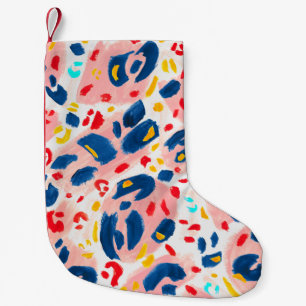Petite Chaussette De Noël Empreinte de léopard : aquarelle peinte à la main.