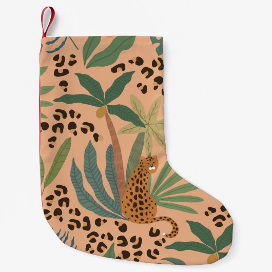 Petite Chaussette De Noël Empreinte de léopard de la jungle : motif sans cou (Devant)