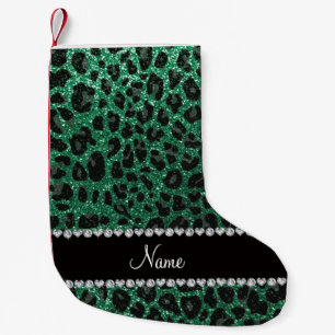 Petite Chaussette De Noël Empreinte de léopard d'parties scintillant verte m