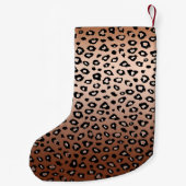 Petite Chaussette De Noël Empreinte de léopard noir bronze or Ombre (Dos)