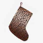 Petite Chaussette De Noël Empreinte de léopard noir bronze or Ombre (Devant (Accrochage))