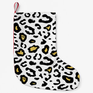 Petite Chaussette De Noël Empreinte de léopard or, motif sans soudure.
