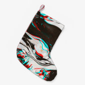 Petite Chaussette De Noël Encre Marbrée : Texture Glitch Distortie. (Devant (Accrochage))