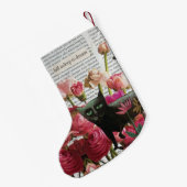 Petite Chaussette De Noël Endormez-vous pour rêver Chat noir Fleurs roses ch (Dos (Accrochage))
