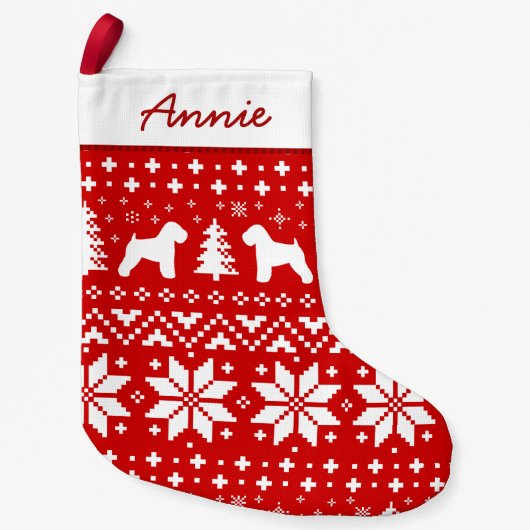 Petite Chaussette De Noël Enveloppement doux Terrier Silhouettes Chien Perso (Devant)