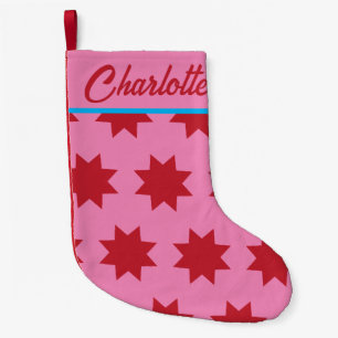 Petite Chaussette De Noël Épreuve de Noël rose personnalisée avec étoiles