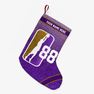 Petite Chaussette De Noël Équipe de basket-ball de Parties scintillant viole