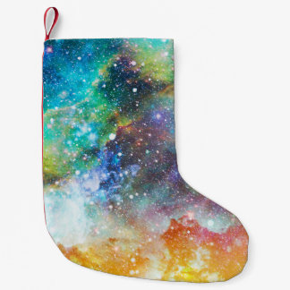 Petite Chaussette De Noël Espace futuriste, arrière - plan nébuleux étoilé.