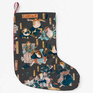 Petite Chaussette De Noël Estampe japonaise de grenouille sur bois Kuniyoshi