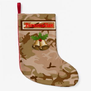 Petite Chaussette De Noël États-Unis Sand Camo Noël Stocking avec cloches