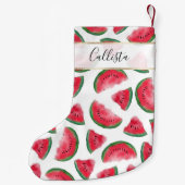 Petite Chaussette De Noël Eté Rouge Vert pastèque Motif d'aquarelle (Dos)