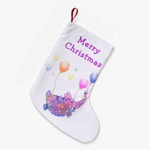 Petite Chaussette De Noël Étiphant étoilé de Noël volant des ballons col