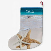 Petite Chaussette De Noël Étoile de mer Océan Double Face Avec Nom (Dos)
