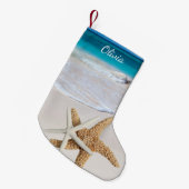 Petite Chaussette De Noël Étoile de mer Océan Double Face Avec Nom (Devant (Accrochage))