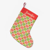 Petite Chaussette De Noël Étoile dorée rouge et verte (Devant (Accrochage))