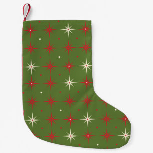 Petite Chaussette De Noël Étoile et Boule de Noël Vertes Contemporaines Vint