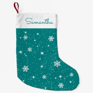 Petite Chaussette De Noël Étoiles de Noël turquoise Motif avec nom