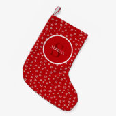 Petite Chaussette De Noël Étoiles en rouge et blanc avec Monogramme et Nom (Devant (Accrochage))