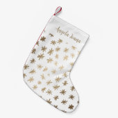 Petite Chaussette De Noël étoiles métalliques avec nom - or (Devant (Accrochage))