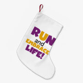 Petite Chaussette De Noël Exécuter Embrasser la vie violet jaune (Devant (Accrochage))