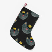 Petite Chaussette De Noël Face de chat aquarelle, noir sans soudure. (Devant (Accrochage))